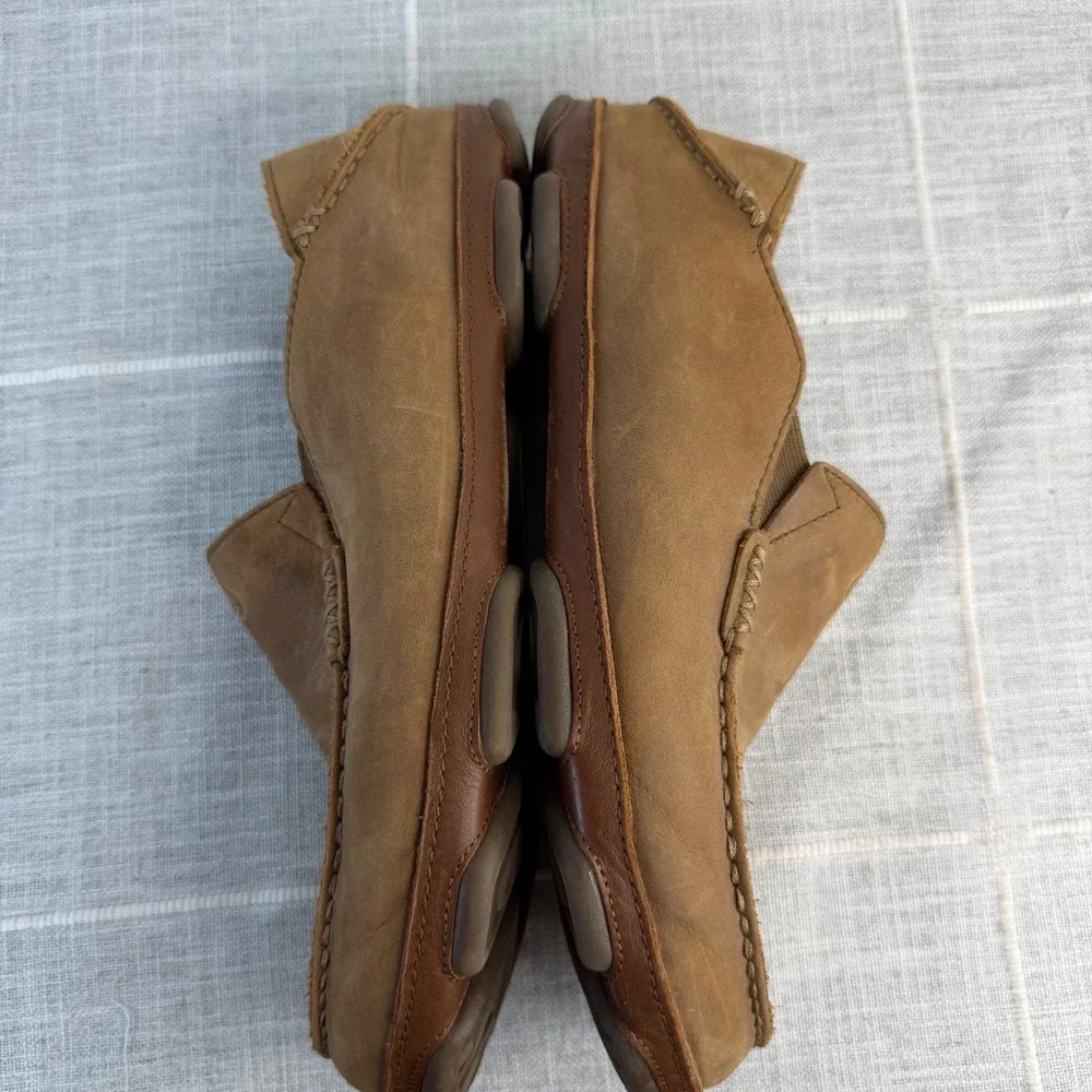OluKai Moloa Loafer Mens Size 9.5 Brown Leather Slip On Shoe Convertible Slipper